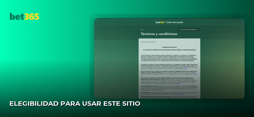 Elegibilidad para usar este sitio