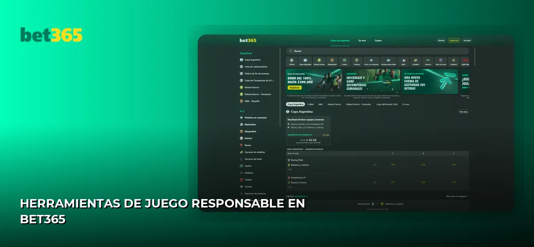 Herramientas de juego responsable en Bet365